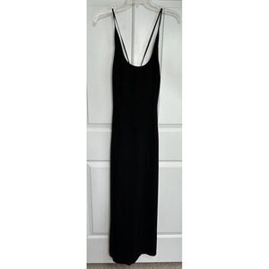 Kay Unger Maxi Dress Women's 2 Black Skinny Straps Tie Back Accent